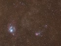 Mlhovina Laguna a Trifid v souhvězdí Sagittarius (Střelec)