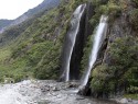 Franz Josef glacier, vodopády cestou